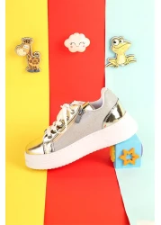 Moda Lime Girl Boy Sports Shoes Zippered Patent Leather Double Color Flexible Comfortable Sole Breathable Sneaker