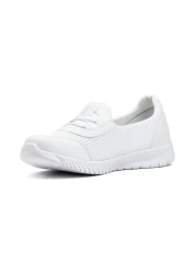 NHA حذاء راقصة الباليه للسيدات باللون الأبيض سهل الارتداء للاستخدام اليومي