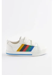 Next Baby حذاء للأولاد باللون الأبيض بألوان قوس قزح وشريط ملمس سريع ونعل لتقويم العظام