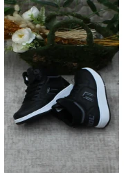 fort حذاء Adel للأطفال ذو الرقبة العالية باللون الأسود - نعل غير قابل للانزلاق ومريح