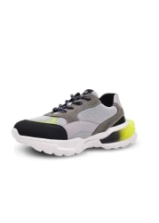 kids A more حذاء رياضي أسود للأولاد - شبكة وولف إير وجلد نباتي