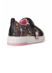 Nstil Black - Pink Girls' Sports Shoes, Oval Glitter and Velcro Toe Pattern 4004