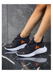 homiro حذاء رياضي للأطفال برباط للجنسين-أسود-برتقالي