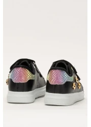 Liger Girl's Sports Shoes with Velcro Accessories Black