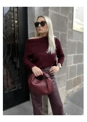 NİSSEA Women's Burgundy Mini Knotted Handbag