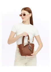 torime Women's Soft Leather Hand and Shoulder Bag with Scarf