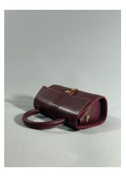 RumyaCollection Women's Mini Cross Strap Buckle Closure Hand and Shoulder Bag Burgundy