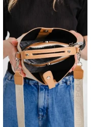 Just Polo حقيبة يد وكتف نسائية مطبوعة منقوشة