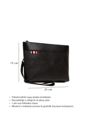 CERFF LEATHER CLUP Vegan Leather Handbag Black Wrist Strap Bag