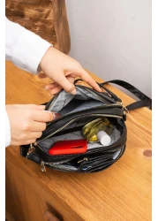 Sanmorris حقيبة كتف وحقيبة كروس نسائية بحزام متقاطع قابل للتعديل مكونة من 4 أقسام