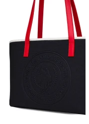 U.S. Polo Assn. حقيبة كتف نسائية باللون الأزرق الداكن والأبيض والأحمر US24732