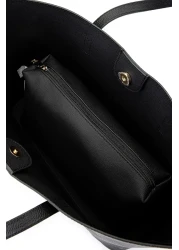 Tamer Tanca حقيبة كتف نسائية سوداء نباتية