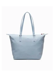 Tommy Hilfiger Leather Brand Logo Blue Shoulder Bag - Daily Use, Zippered AW0AW15983-C1O