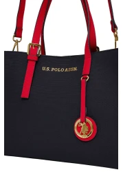 U.S. Polo Assn. حقيبة كتف نسائية باللون الأزرق الداكن والأحمر Us25252