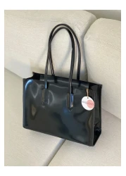 BAGLOVİS حقيبة نسائية كبيرة مقاومة للخدش من الجلد اللامع