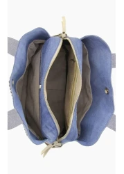 QUB CLUB حقيبة كتف نسائية كاجوال متعددة الأقسام من الجلد الطبيعي من قماش الدنيم