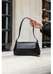 Madamra Black Women's Simple Design Covered Shoulder Bag