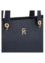 Tommy Hilfiger Women's Logo Leather Card Compartment Daily Use Navy Blue Shoulder Bag AW0AW15178-DW6