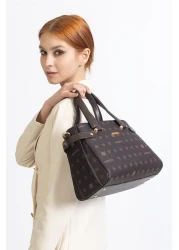 Armine 172 حقيبة يد نسائية مطبوعة، حقيبة كتف بنية مطبوعة