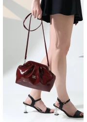 Moda Lime Women's Patent Leather Cross Strap Modern Hand and Shoulder Bag