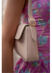 Madamra Cream Women's Simple Design Covered Shoulder Bag