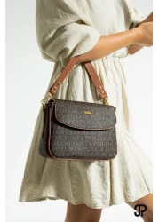 Just Polo حقيبة كتف نسائية أصلية فاخرة من الجلد الناعم مكونة من 4 أقسام وحزام عمودي متقاطع قابل للتعديل