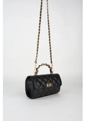 Vivaq حقيبة يد نسائية سوداء مبطنة صغيرة الحجم مزودة بحزام إغلاق بالإطباق وحقيبة كتف