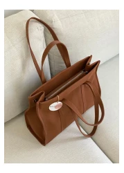 BAGLOVİS Tan Women's Shoulder Bag with Zip Closure Side Magnetic Slimming