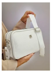 Just Polo Women's White Adjustable Long Strap Shoulder Bag