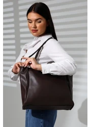 Bagzone Big Size Soft Leather and Linen Bag Model