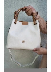 Just Polo Women's Cream Braided 5 Compartment Shoulder Bag