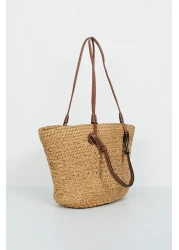 BE BLUE Natural Double Leather Handle Wicked Bag