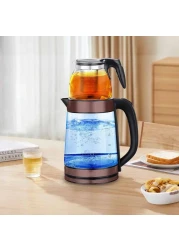 غلاية كهربائية مع وعاء لتحضير الشاي، 1.7 لتر من الفولاذ المقاوم للصدأ، غليان سريع، خالية من مادة BPA