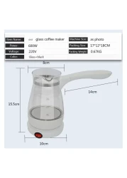 Electric Glass Turkish Coffee Pot - 800W Electric Heating Boiling Kettle for Turkish Coffee, Tea, and Hot Milk , Fast Heating, Easy Pour Spout, Auto Shut-Off, BPA-Free