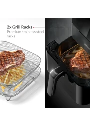 Feller Germany Air Fryer 1800 W, Large 7L Cap., Xcyclone-Tech, 4x Non-Stick Ceramic Coating, 10 Cooking Functions, Cool-Touch+Interior Lightning, AFR700, 2Y Guarantee - UAE Version (Black)