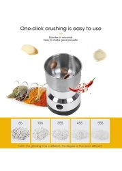 مطحنة حبوب القهوة الكهربائية من الفولاذ المقاوم للصدأ مع 4 شفرات، مطحنة منزلية متعددة الوظائف للقهوة والفلفل والمكسرات والملح والتوابل والذرة - مطحنة كهربائية عالية السرعة