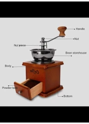 Coffee Grinder - Manual Bean Grinder Household Mini Retro Style Coffee Milling Machine Kitchen Accessories