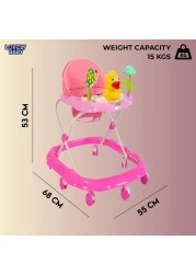 Lovely Baby Foldable Kids Walker LB 852 with Adjustable Height, Music &amp; Toys, Rotating Wheels, Foldable Safe Support Activity Walker for Toddlers, Small Infant Boy Girl 6-15 M - Pink