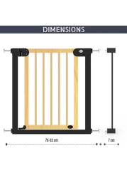 Baby Safe Wooden Safety Gate w / t 7cm Black Extension - Natural Wood