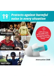Alpine Pluggies Filtered Earplugs for Kids Small Ear Canals 25dB Certified MultiPurpose Kids Ear Protection Age 512 Comfortable Hypoallergenic Kids Earplugs