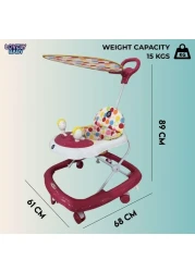 Lovely Baby Foldable Kids Walker LB 581HC with Adjustable Height, Music &amp; Toys, Rotating Wheels, Handle, Foldable Safe Activity Walker for Toddlers, Small Infant Boy Girl 6-18 M - Pink