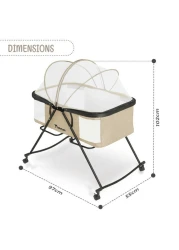 Teknum 3-IN-1 Baby Cot/Cradle w/ Mosquito net &amp; Wheels &ndash; Ivory