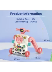 Teknum 3 - IN - 1 Baby Walker / Learning Table Mode / Game Panel Mode with Musical keyboard - Pink