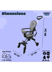 Lovely Baby Light Weight Traveller Stroller For Kids LB 717 - Grey