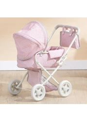 Olivias Little World BuggyStyle Baby Doll Stroller with Retractable Canopy Storage Underneath Detachable Bassinet Travel Nursery Bag Comfortable to Push Pink and Gray