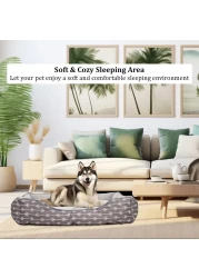 Dog bed for large and medium dogs, Orthopedic pet bed couch with anti-slip bottom, Comfortable and breathable dog bed, Machine washable pet beds 90 cm (Grey)