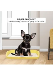 Dog potty toilet with Pee post, Detachable grid, and Raised fence, Anti-splash dog pee pad holder for small to medium-sized dogs, Reusable dog potty training toilet 48 cm (Yellow)