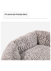 Mei Lifestyle Cat &amp; Dog Pet Bed With Cute Design And Flower Shape Comfortable Plush Ultra Soft Cushion Self Warming Pet Bed Made With Fleece Faux Fux With Waterproof Bottom (Diamater 60cm)