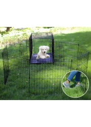 Artmeer Pet Playpen Puppy Playpen Kennels Dog Fence Exercise Pen Gate Fence Foldable Dog Crate 8 Panels 24 Inch Kennels Pen Playpen Options Ideal for Pet Animals Outdoor IndoorBlack 24x24