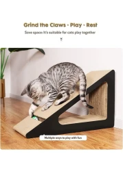 Vsell24 Vertical Triangle Cat Scratch Board Incline Scratching Mat Posts Pad With Multiple Scratching Angles Recyclable Corrugated Cardboard With Toy Balls Catnip 38X24X26Cm